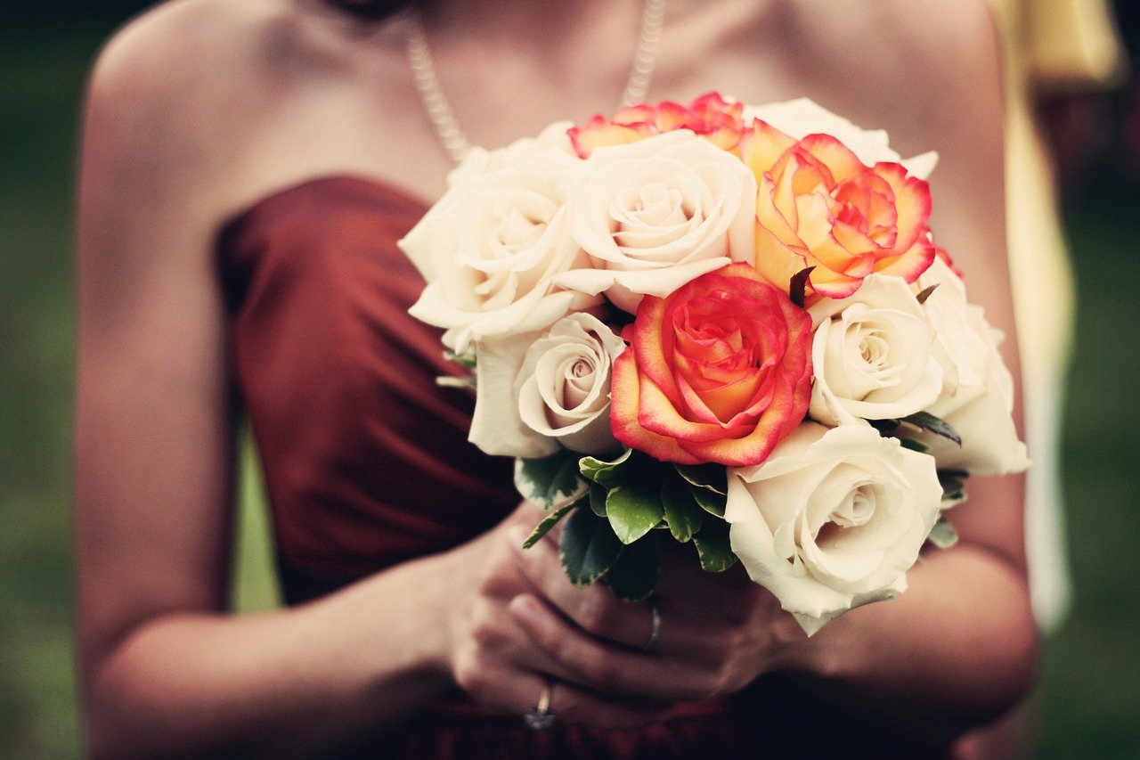 flower bouquet on a bride hand for wedding