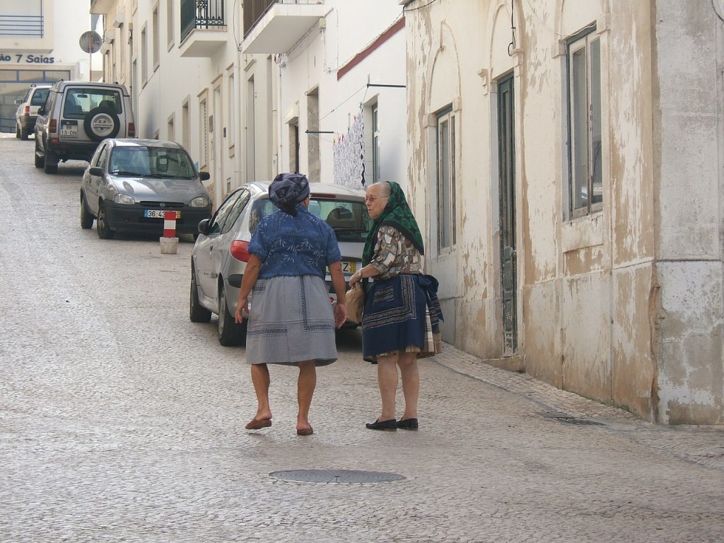 old ladies, street, portugal