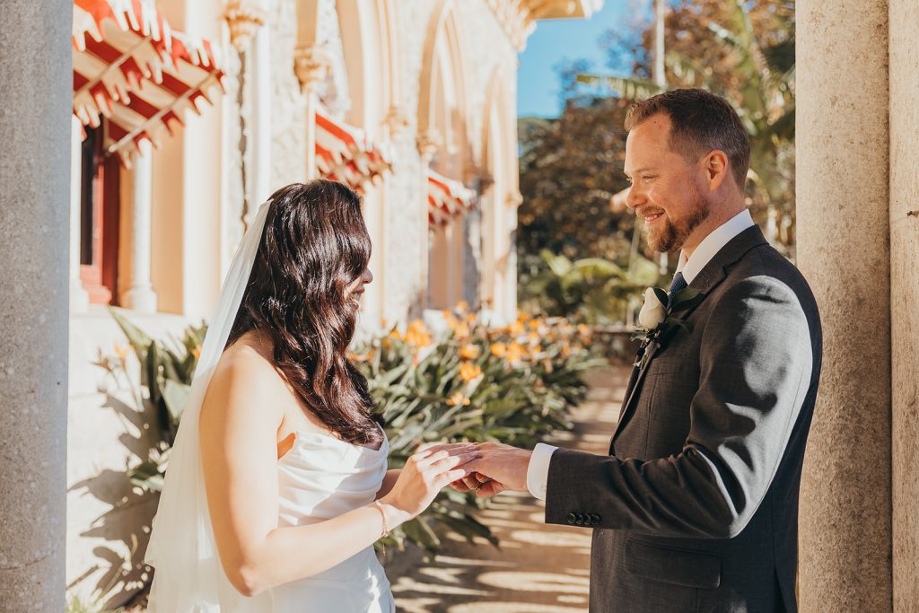 Erika & Travis's destination ring ceremony pose in Sintra