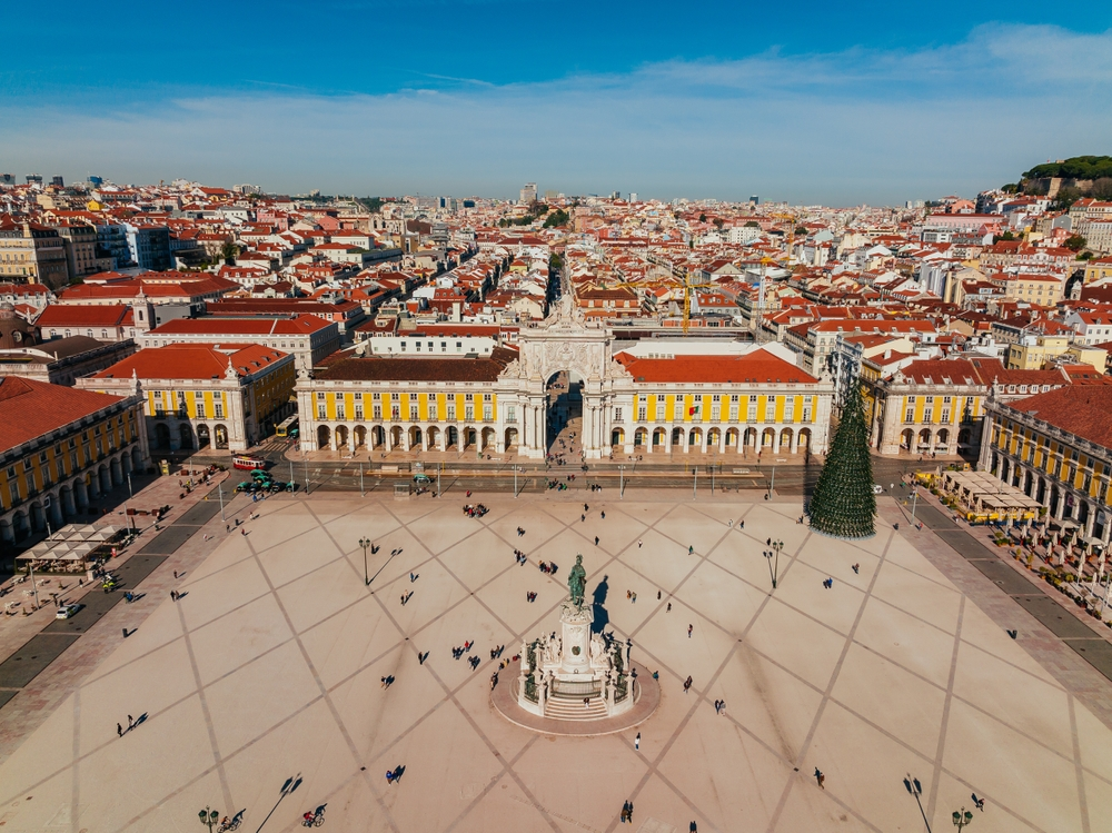 Commerce Square, a large, iconic square in Lisbon, Portugal